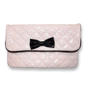 3/$20 FOREVER 21 Quilted Faux Leather Clutch Foldover Magnetic Purse Bag Ivory